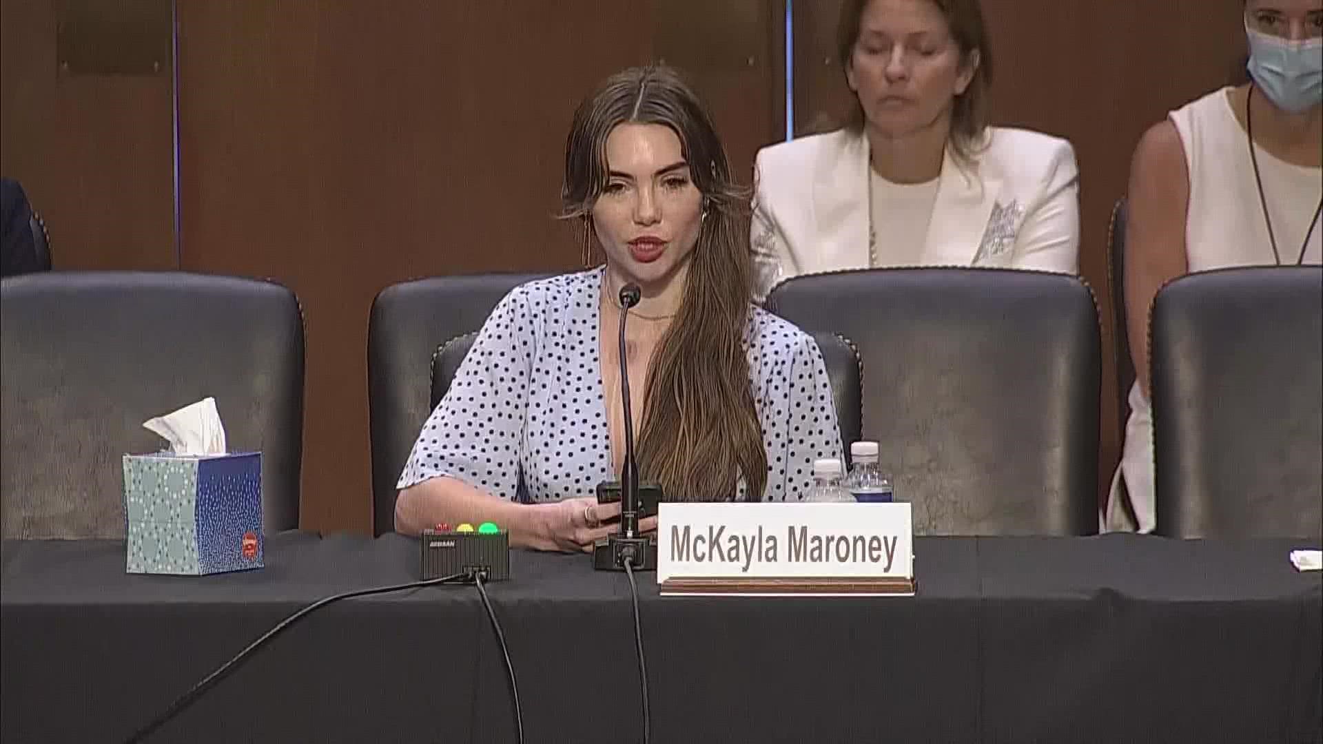 McKayla Maroney, another gold medal winning gymnast, told senators that one night when she was 15 years old, she found the doctor on top of her while she was naked