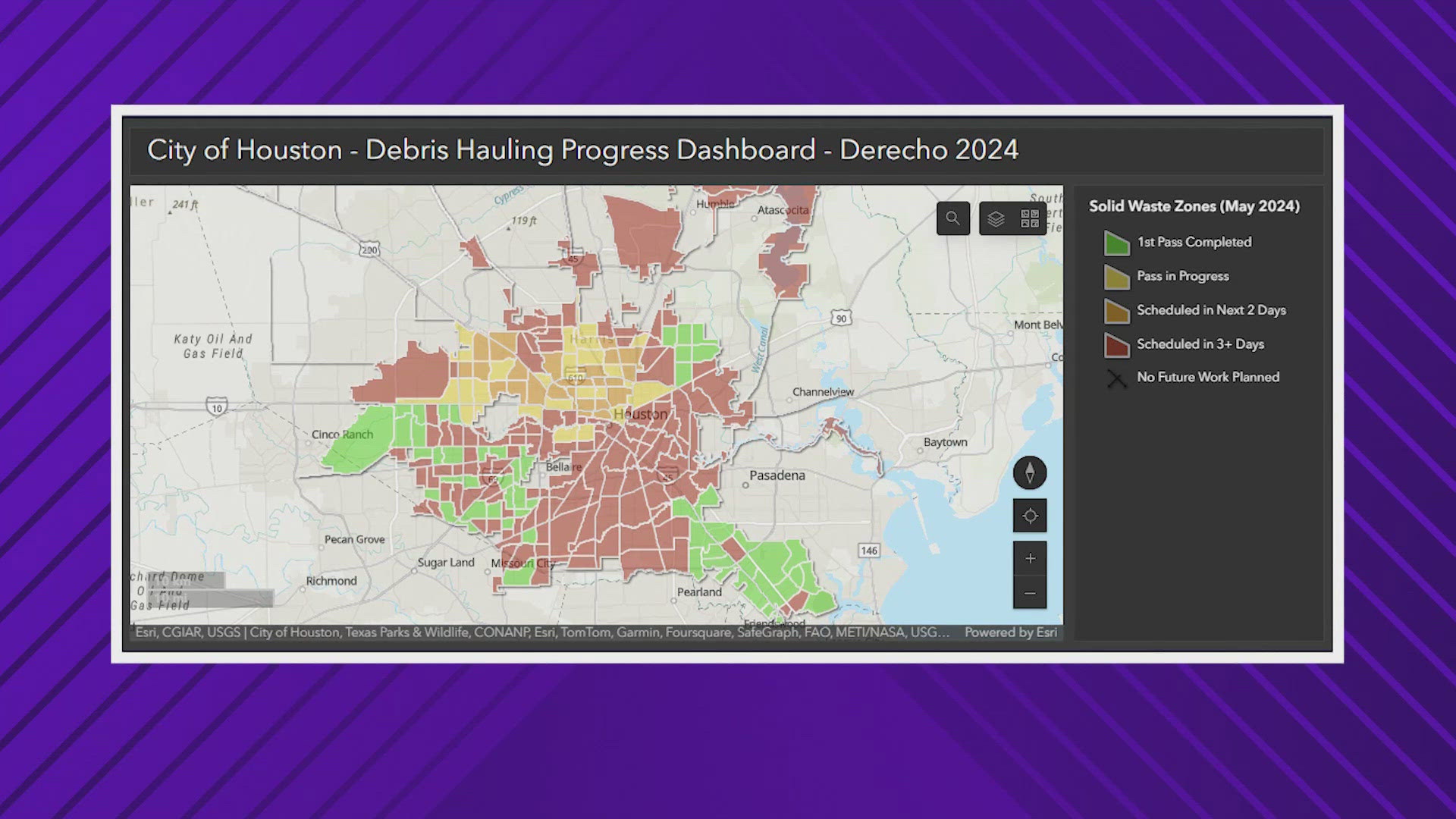 Are you waiting for debris to be picked up following the derecho storm earlier this month?  The City of Houston launched a map where you can track pickups.