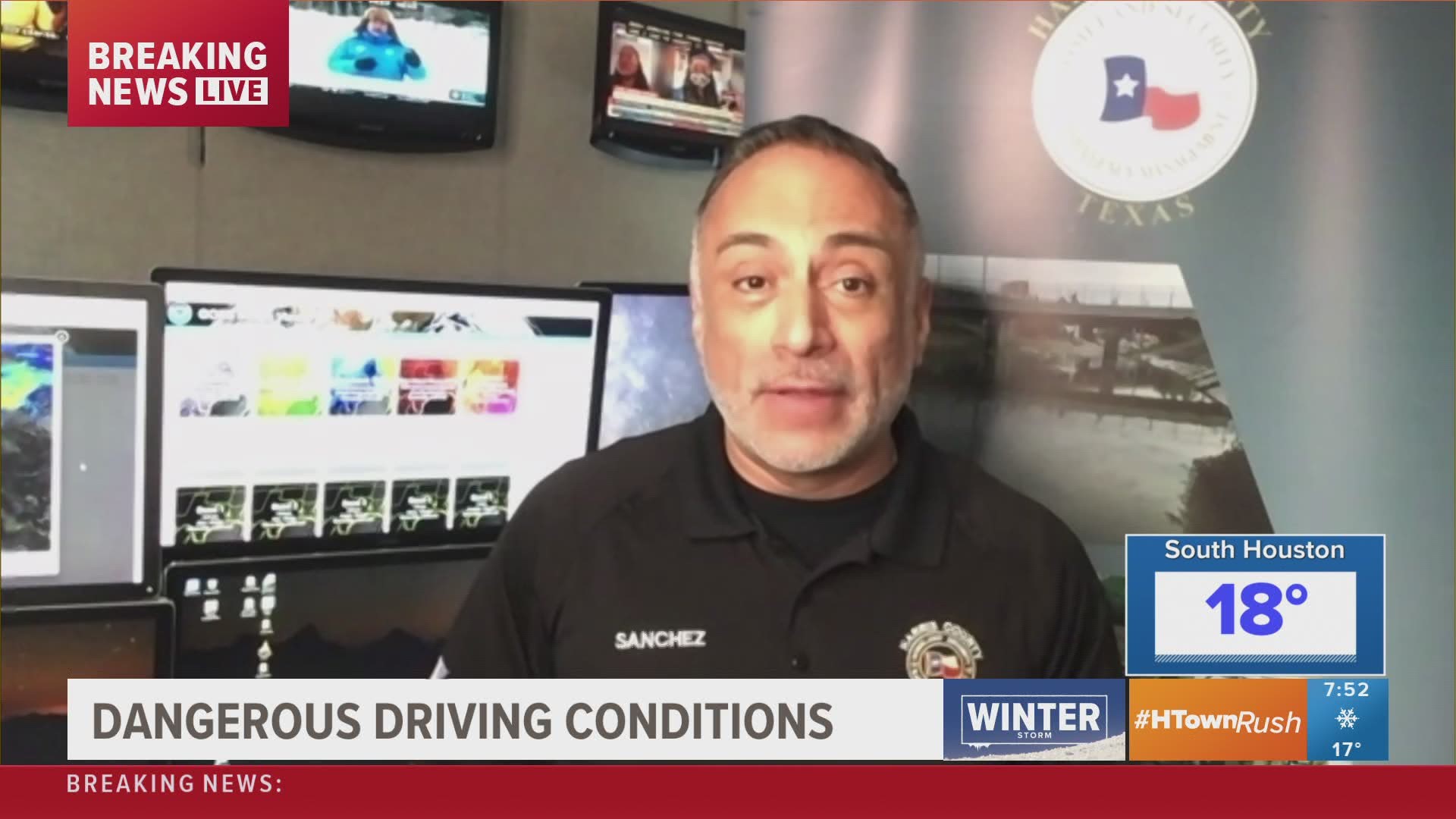 Harris County Deputy Emergency Management Coordinator Francisco Sanchez discusses dangerous roadways and power outages in the Greater Houston area.