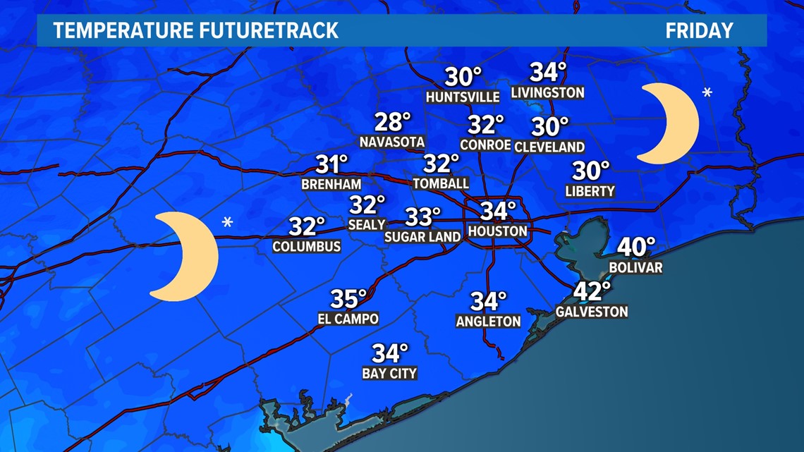 Houston, Texas weather Frost possible by end of week