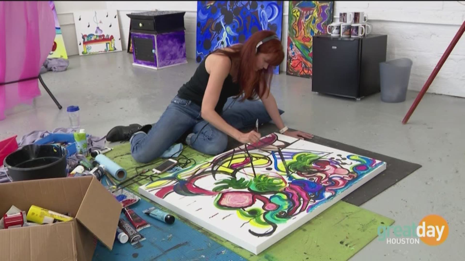 Beauty is in the eye of the beholder, but for one local artist beauty is in the sound coming from her headphones.  Great Day Houston's Cristina Kooker met up with an artist at the Winter Street Studios who paints the sight of sound.