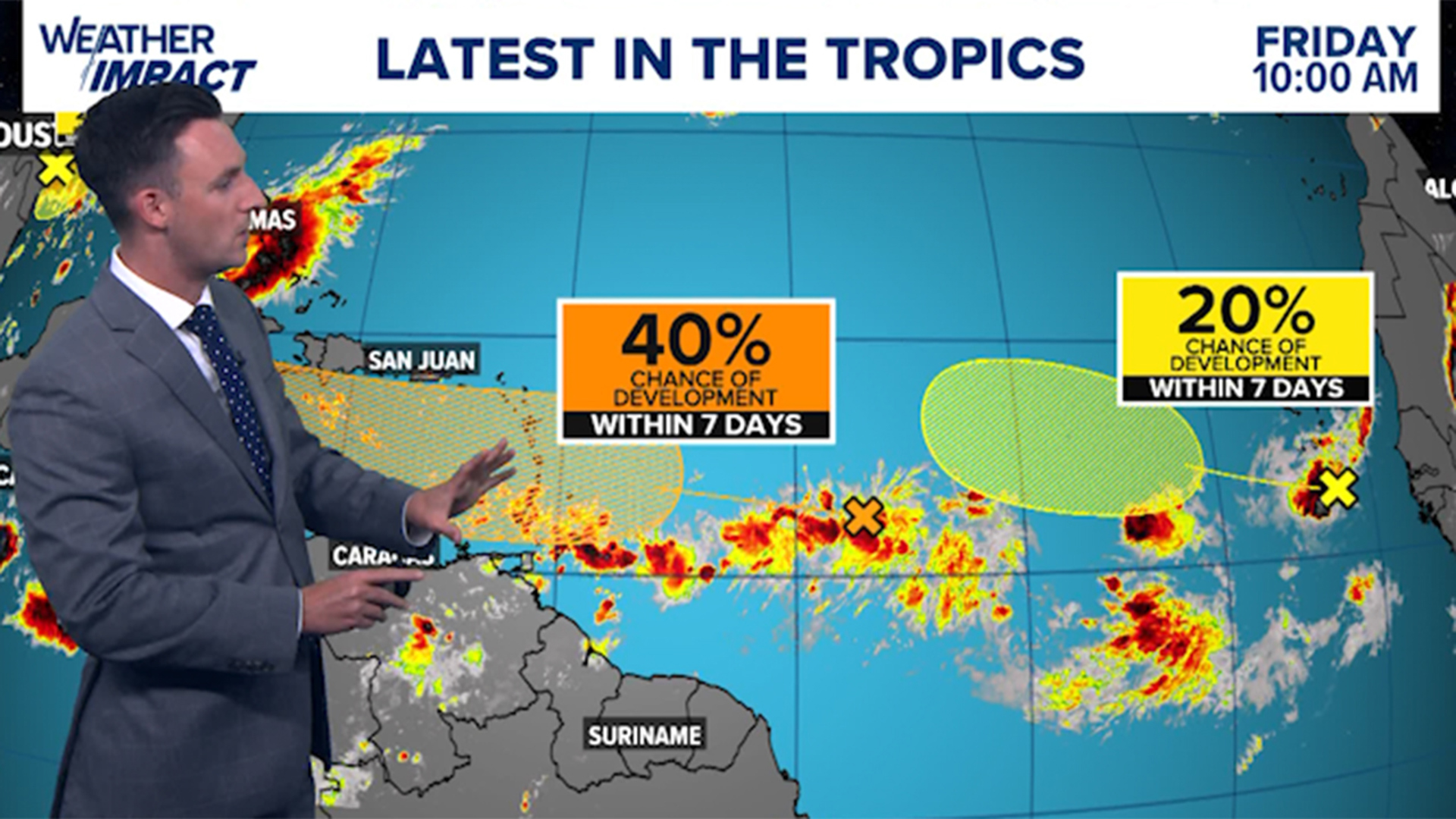 Meteorologist Pat Cavlin is tracking three areas, including one in the northwestern Gulf that will bring rain our way this holiday weekend.