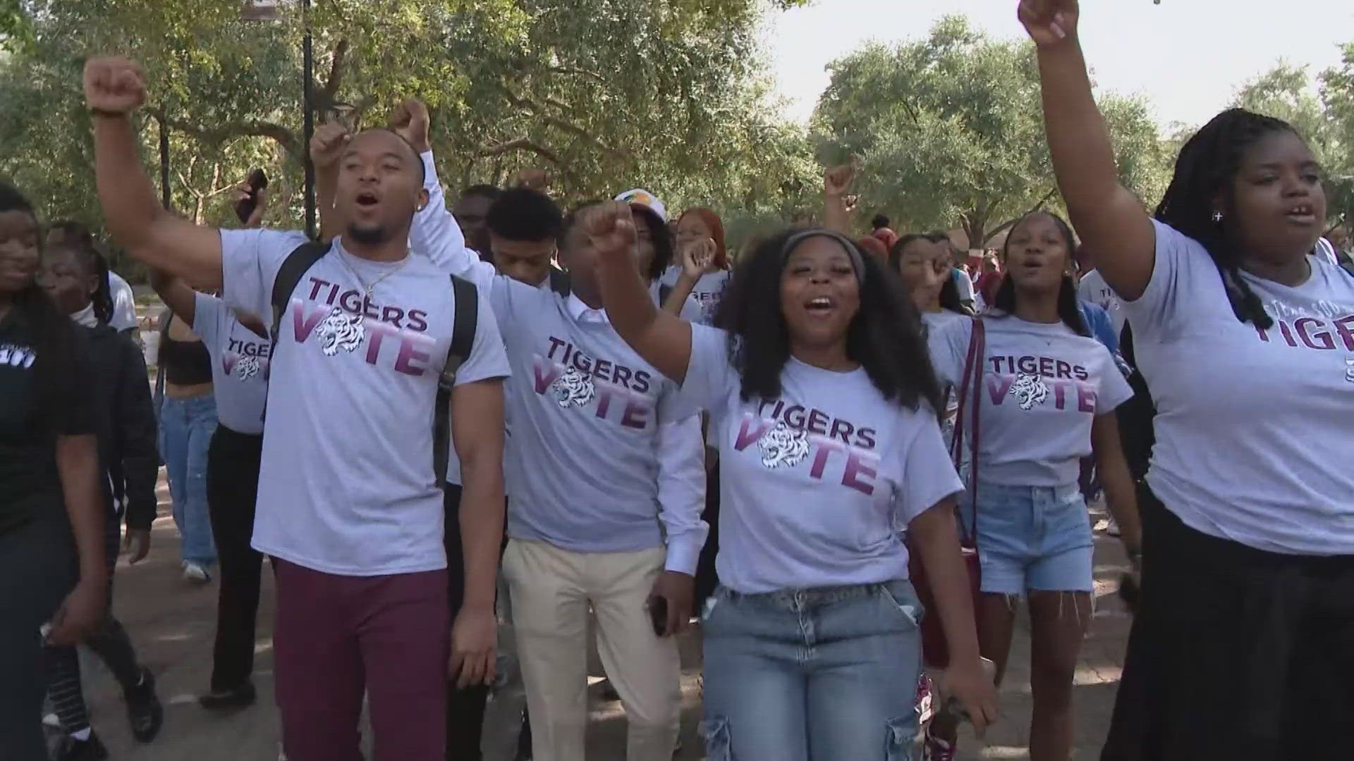 Texas Southern University students participated in a march to the polls rally.