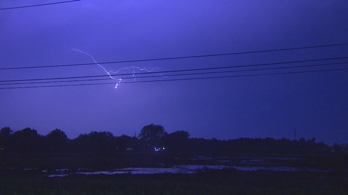 Lightning strikes near Tomball