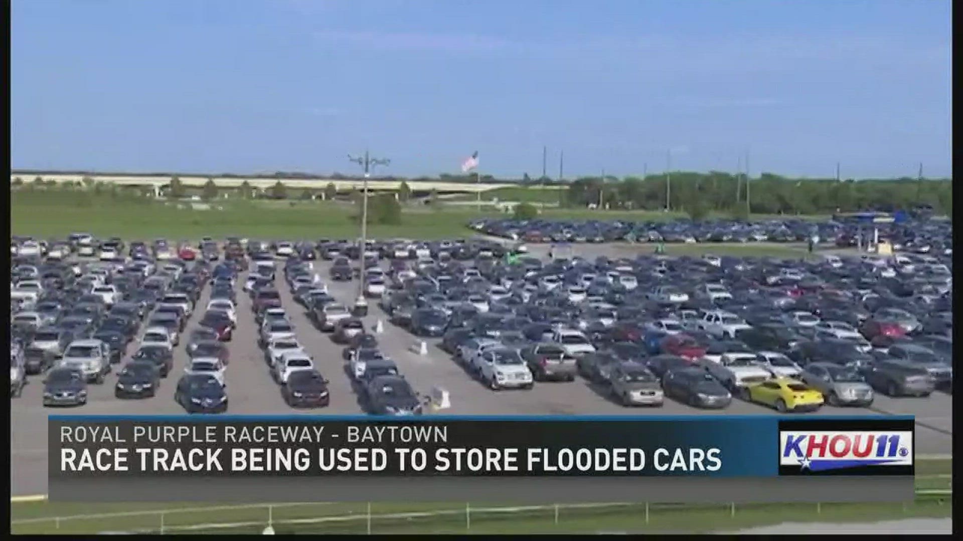 A race track in Baytown is being used to store thousands of vehicles that were flooded by Harvey.