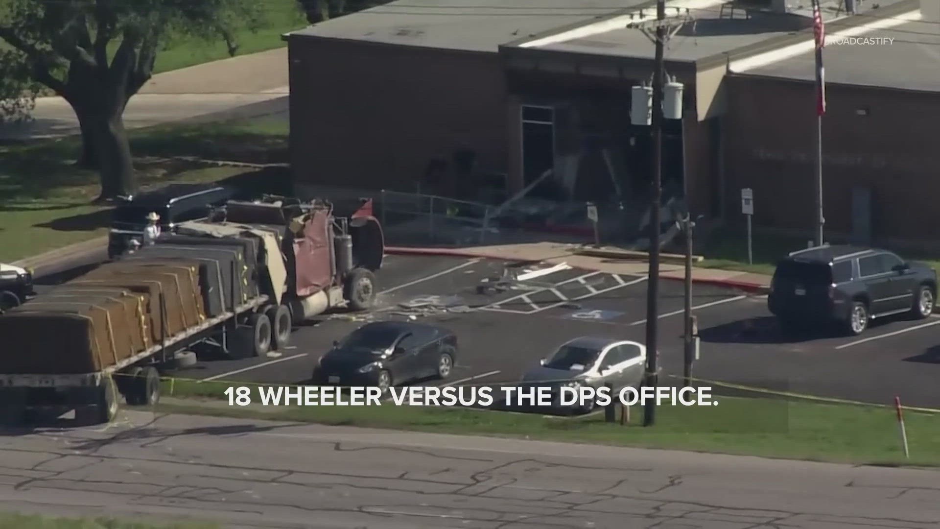 DPS said the man behind the wheel drove the 18-wheeler into the Brenham office after he was denied a CDL renewal the day before.