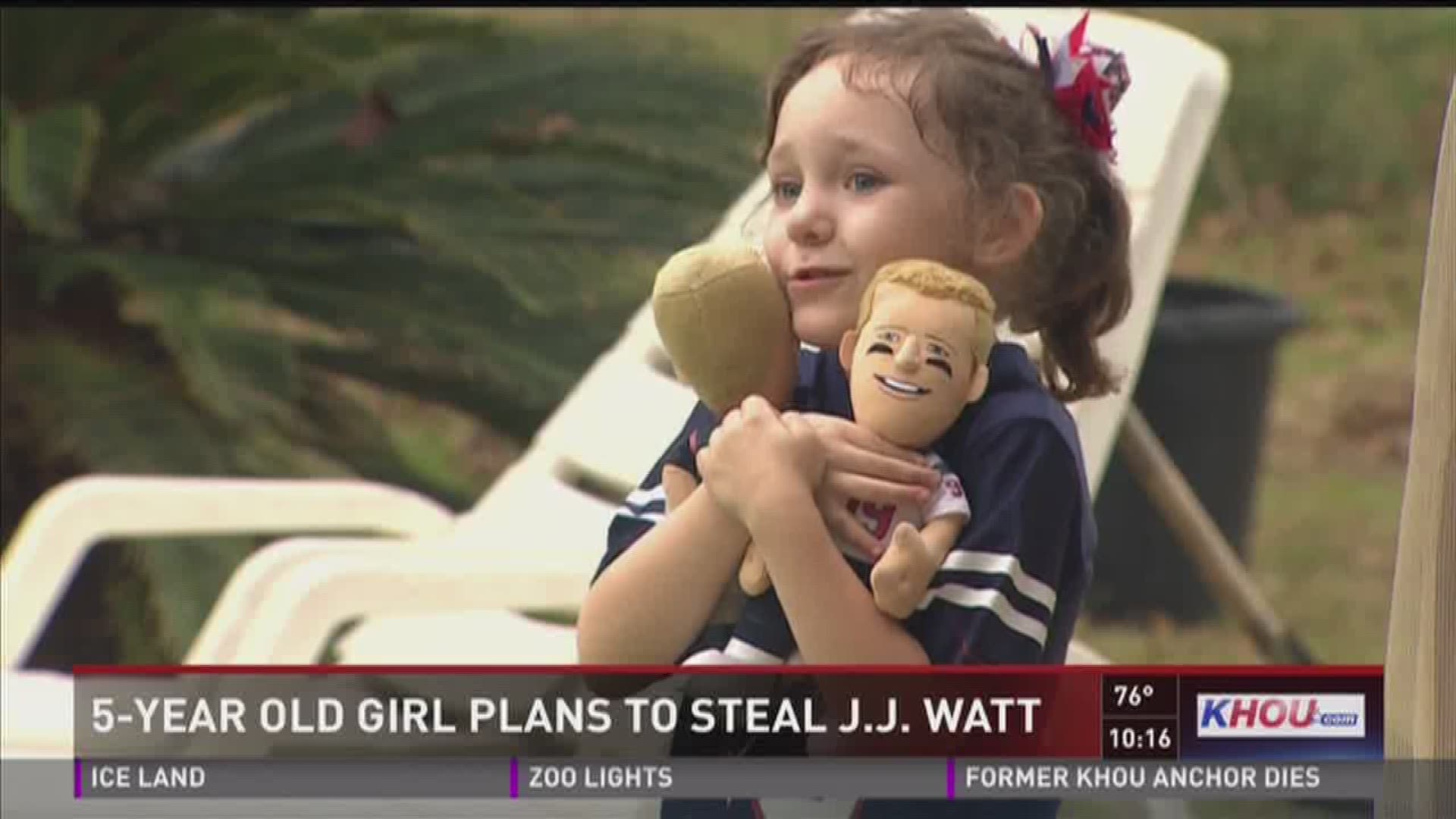 A 5-year-old girl who insists she is J.J. Watt's "real" girlfriend was heart-broken after hearing the news of him being taken off the market. 