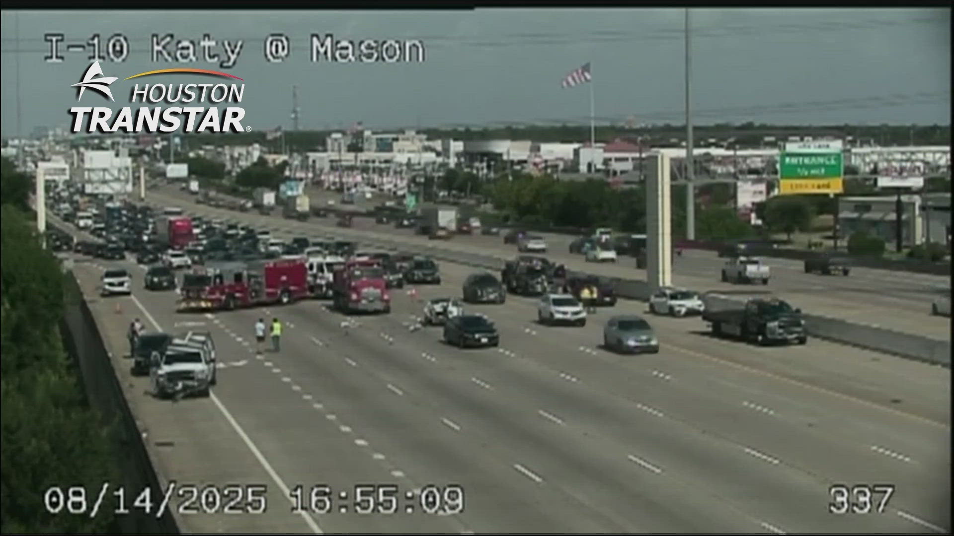 A crash on the Katy Freeway near Mason Road had all but one lane shut down on Thursday.