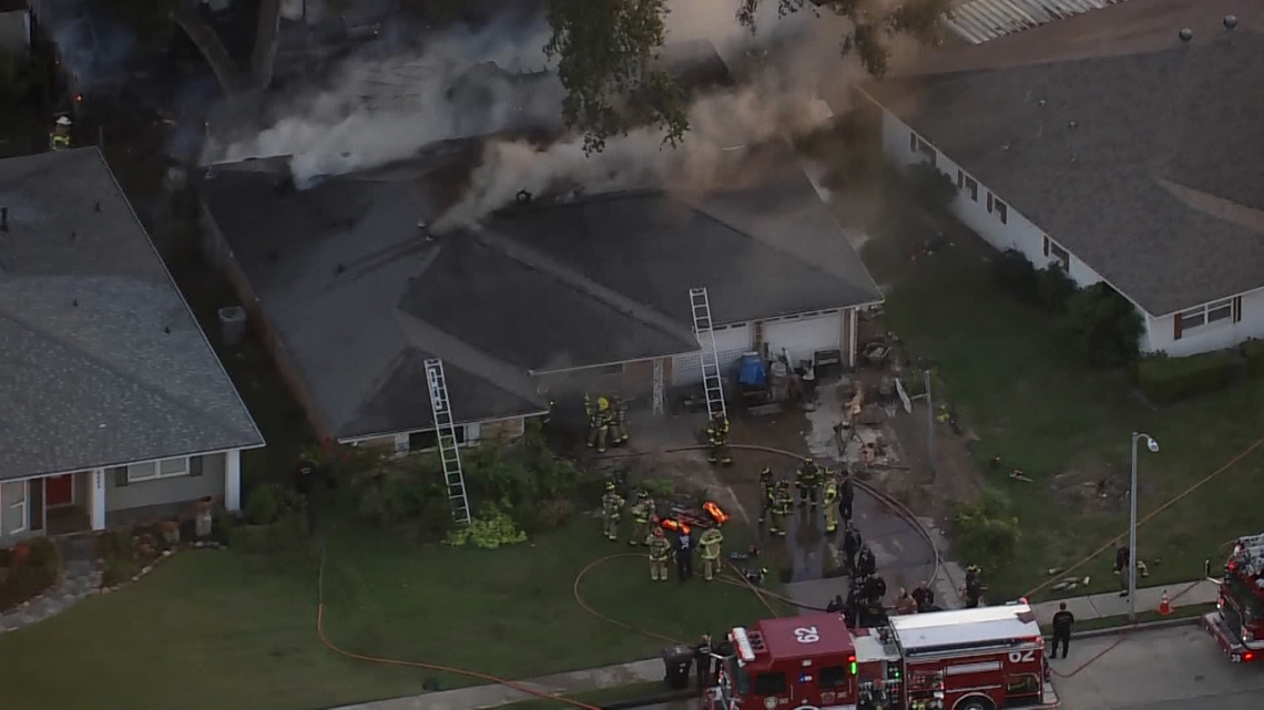 Fire crews at house fire on Cindy Lane in Houston | khou.com