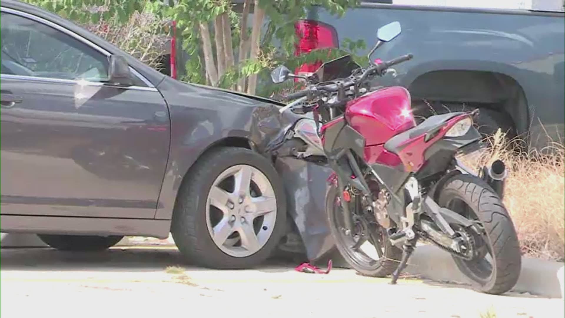 An 19-year-old was badly hurt when he crashed his friend's motorcycle into a parked car. The feeder road of Tomball Parkway near Spring Cypress was temporarily shut down so Life Flight could land.