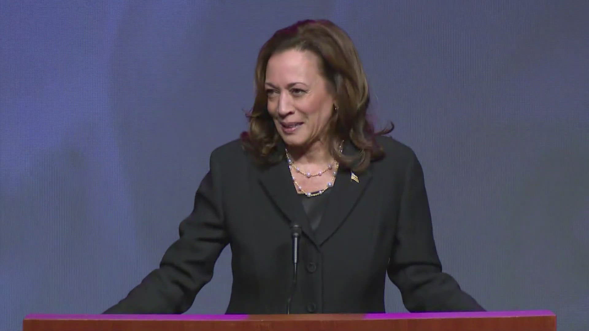 VP Kamala Harris delivered a eulogy in a service at Fallbrook Church in northwest Houston.