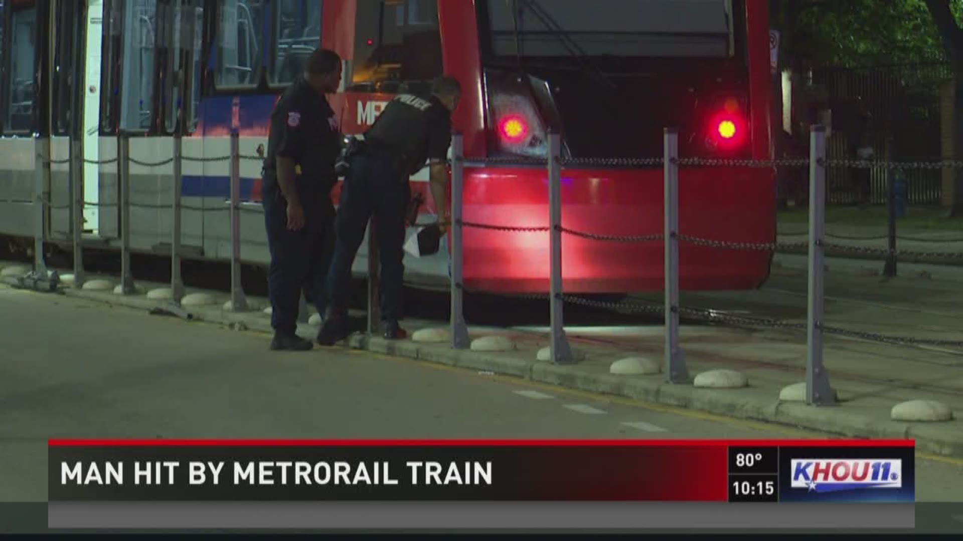 A man was taken to the hospital after he was hit by a Metro rail train Saturday evening. 
