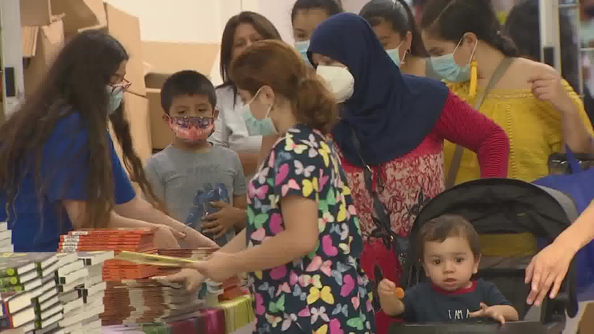Thousands of people turned out to PlazAmericas Mall on Saturday for a back-to-schhol supply event.