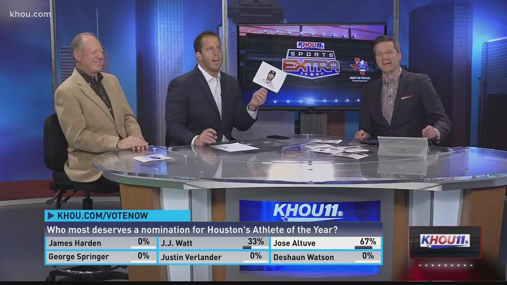 KHOU 11 anchor Jason Bristol talks with sports reporter Matt Musil, and Seth Payne from Sports Radio 610 about who should be Houston's Athlete of the Year.