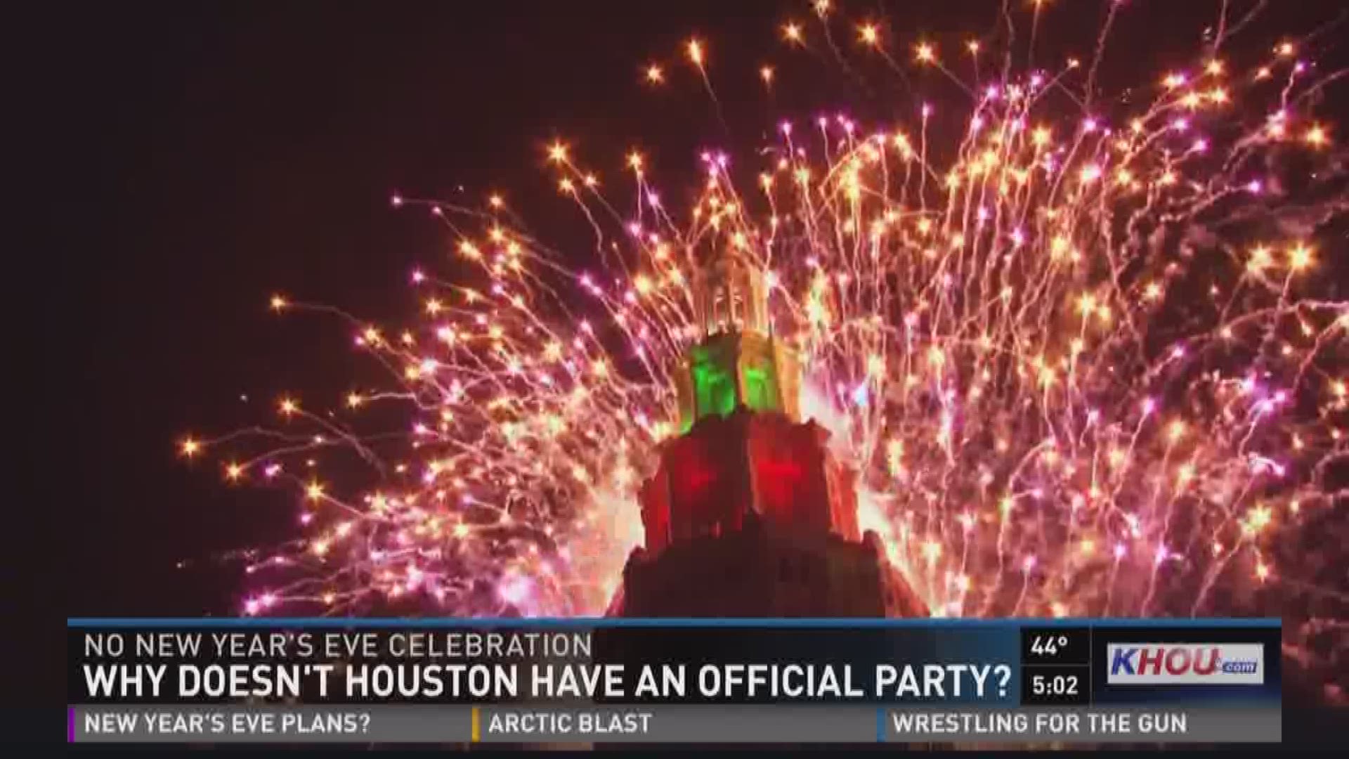 There is no official public New Years Eve event this year in Houston because the city was unable to find corporate sponsors, city officials said. 