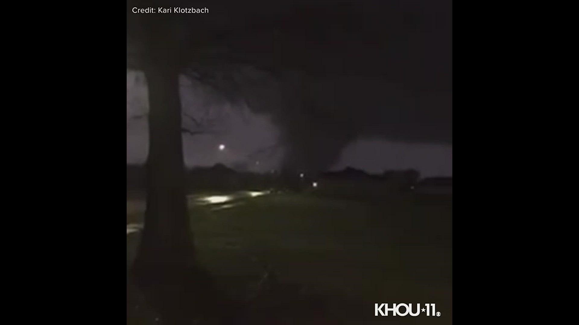 The National Weather Service shared a video of the tornado in the eastern part of the New Orleans area that was visible in the darkened sky.