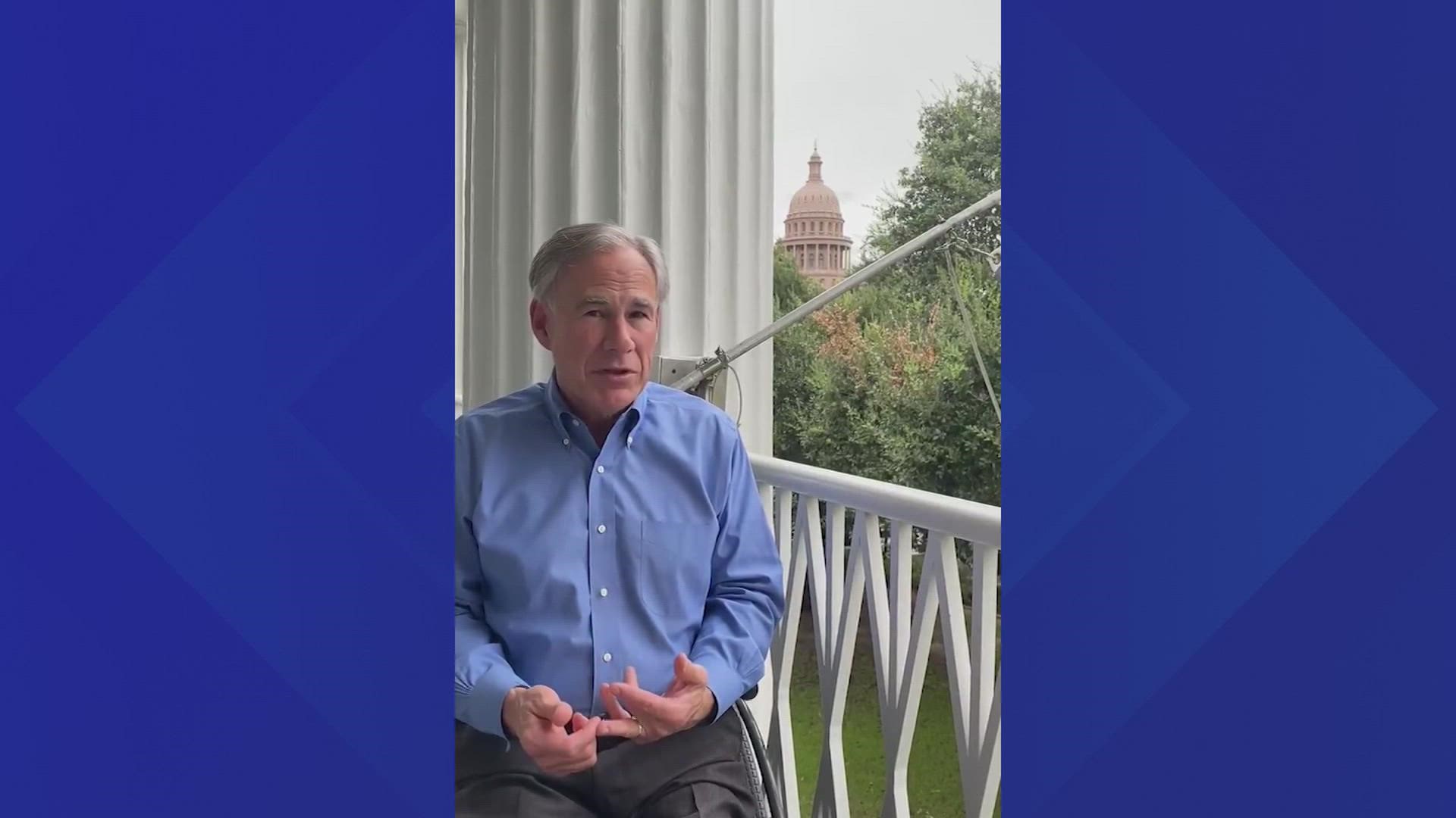 Gov. Abbott tested positive for COVID on Tuesday, according to his office. He is fully vaccinated and is experiencing no symptoms.
