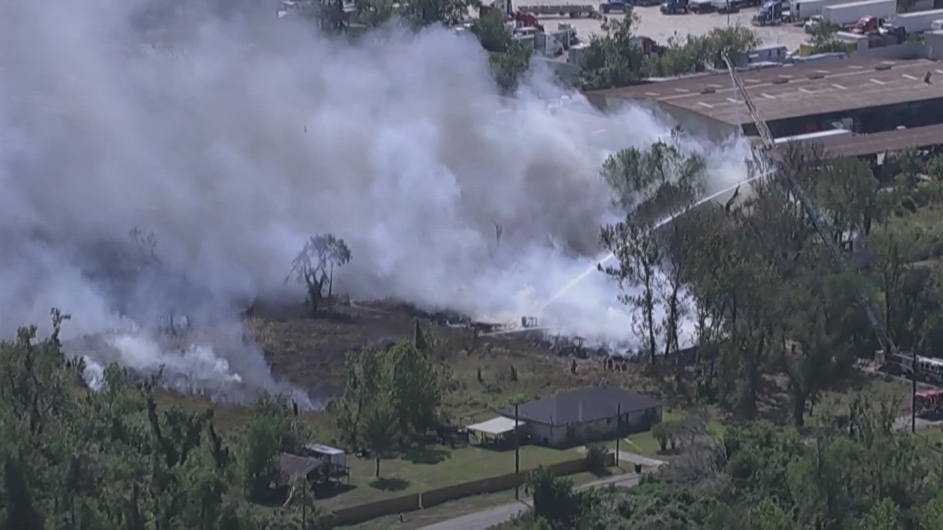 Crews contained a large fire that broke out at a business on Church Road on Thursday, Oct. 10, 2024.