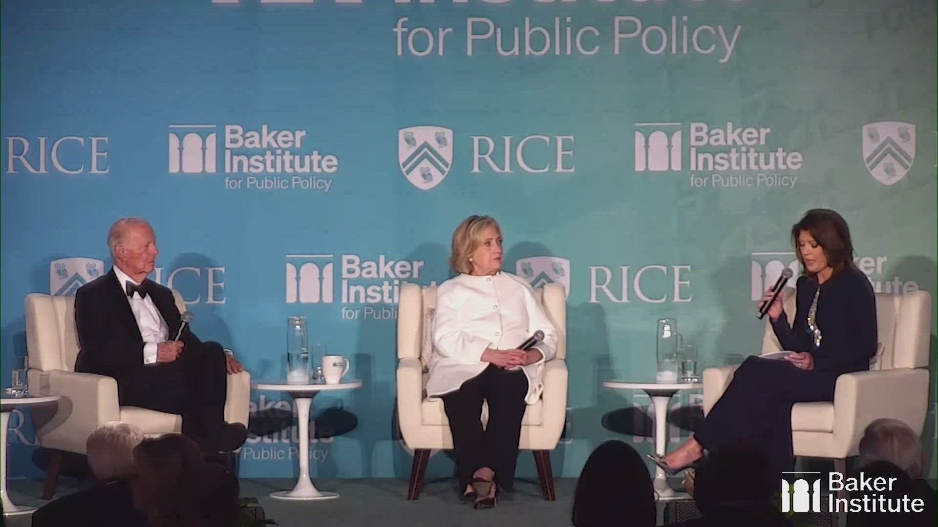 Former U.S. Secretaries of State joined CBS Evening News' Norah O'Donnell for the 30th anniversary of the Baker Institute at Rice University Thursday night.
