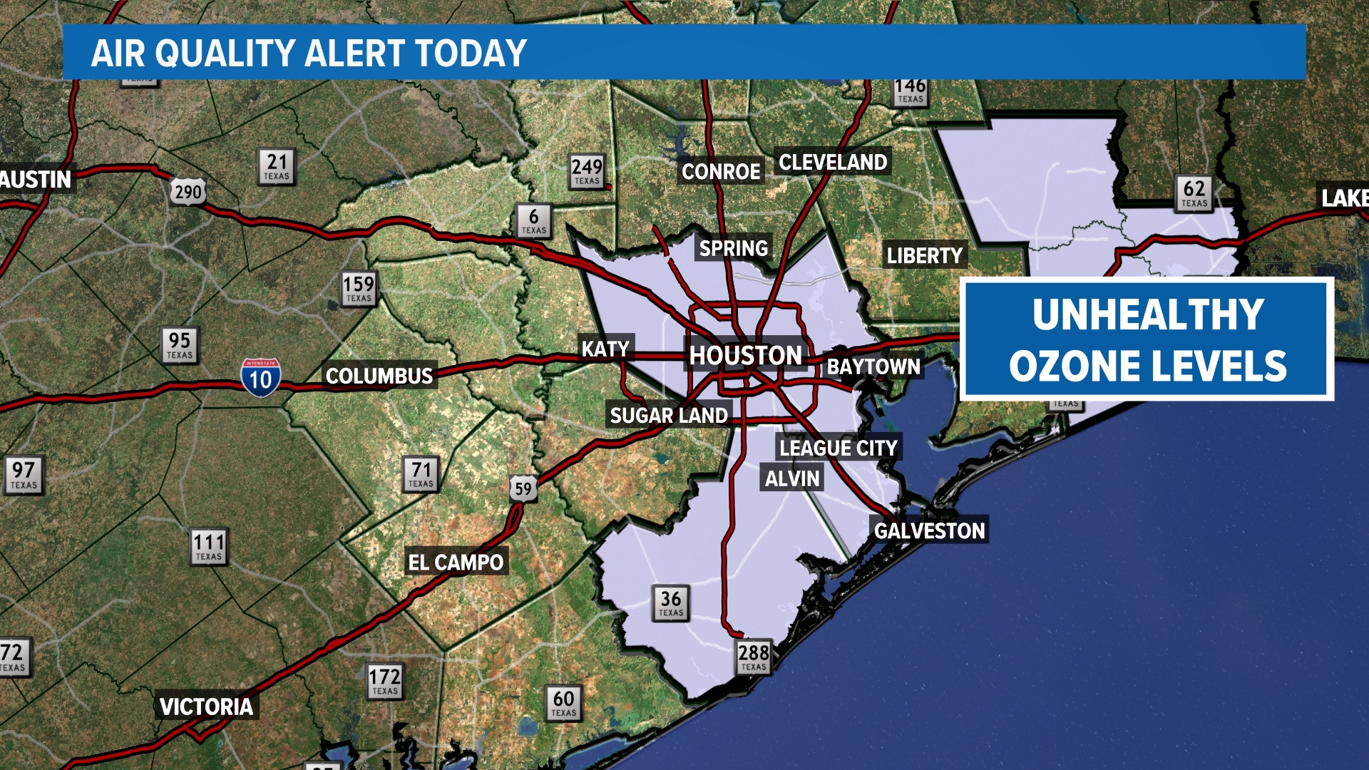 Unhealthy air quality Houston