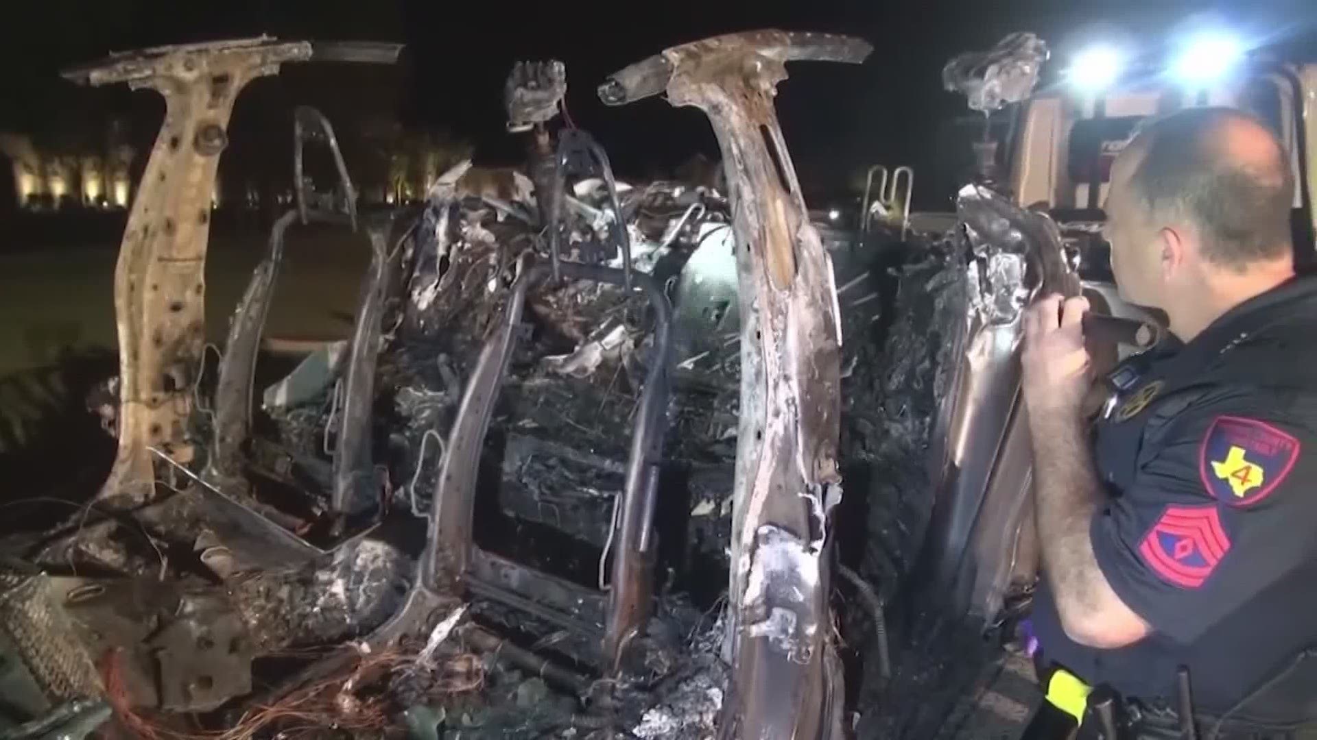 The company said it believes someone was likely in the driver's seat when the vehicle crashed.