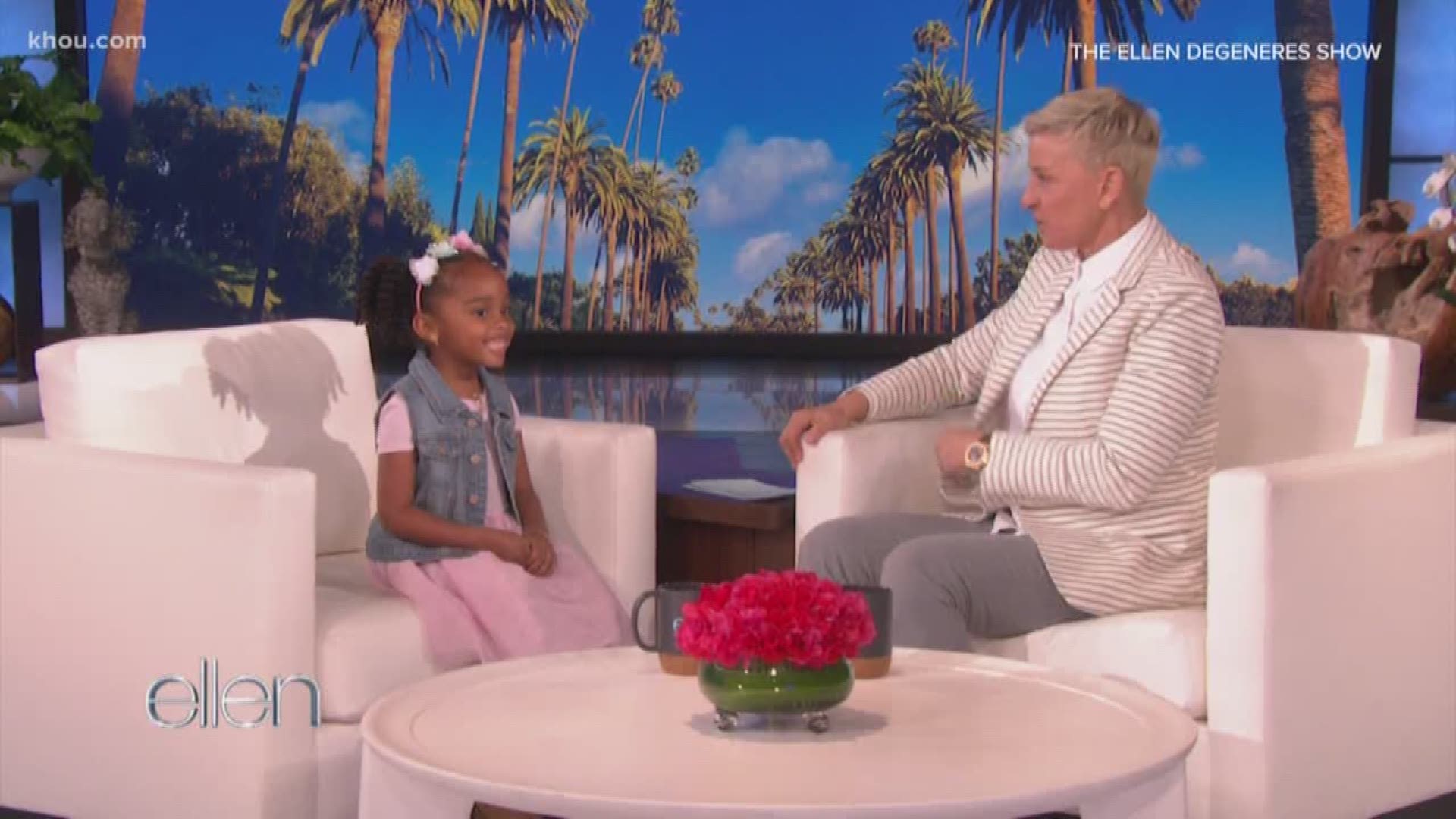 A \Pearland girl appeared on The Ellen DeGeneres Show Wednesday after a video of her talking about how a classmate stole her perfect attendance pencil went viral.