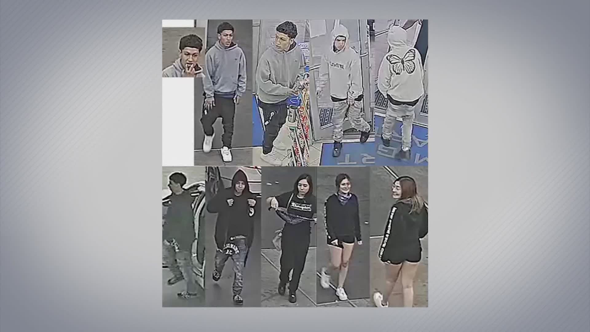 Houston police are searching for five suspects who are accused of robbing and assaulting a man at a Gulfton convenience store last month.