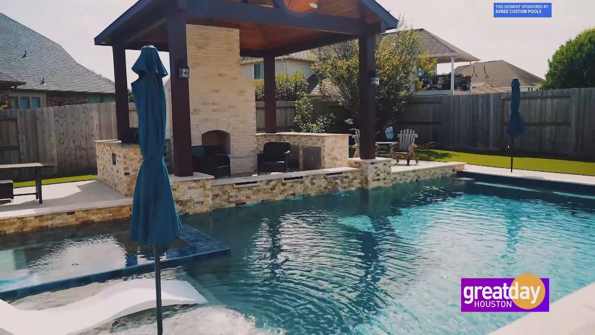 Kyle Grimes & Mike Ancherani with Avree Custom Pools can create everything from outdoor kitchens, pools & spas to patio structures, fire features, landscaping & more
