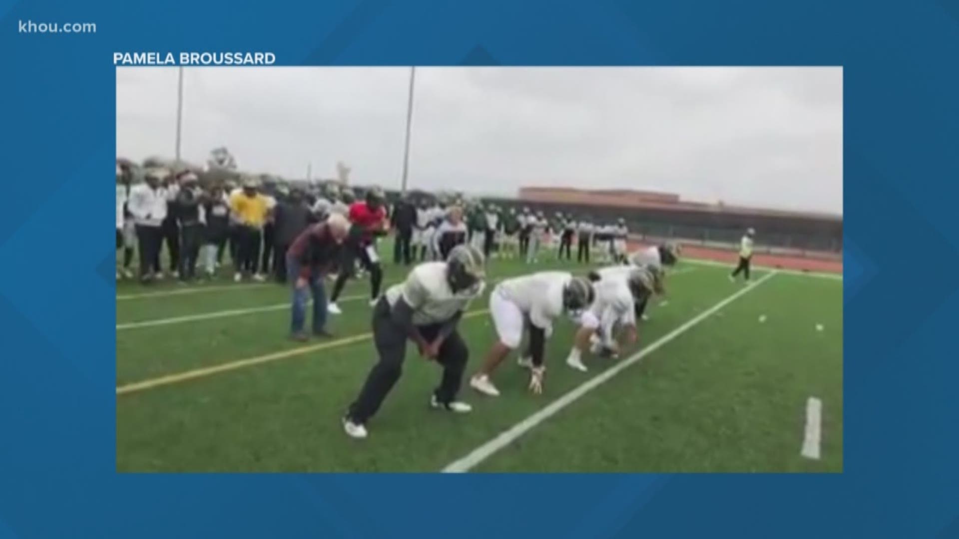 A Cypress grandma who always wanted to score a touchdown got ot do so with help from the Cy Falls football team.