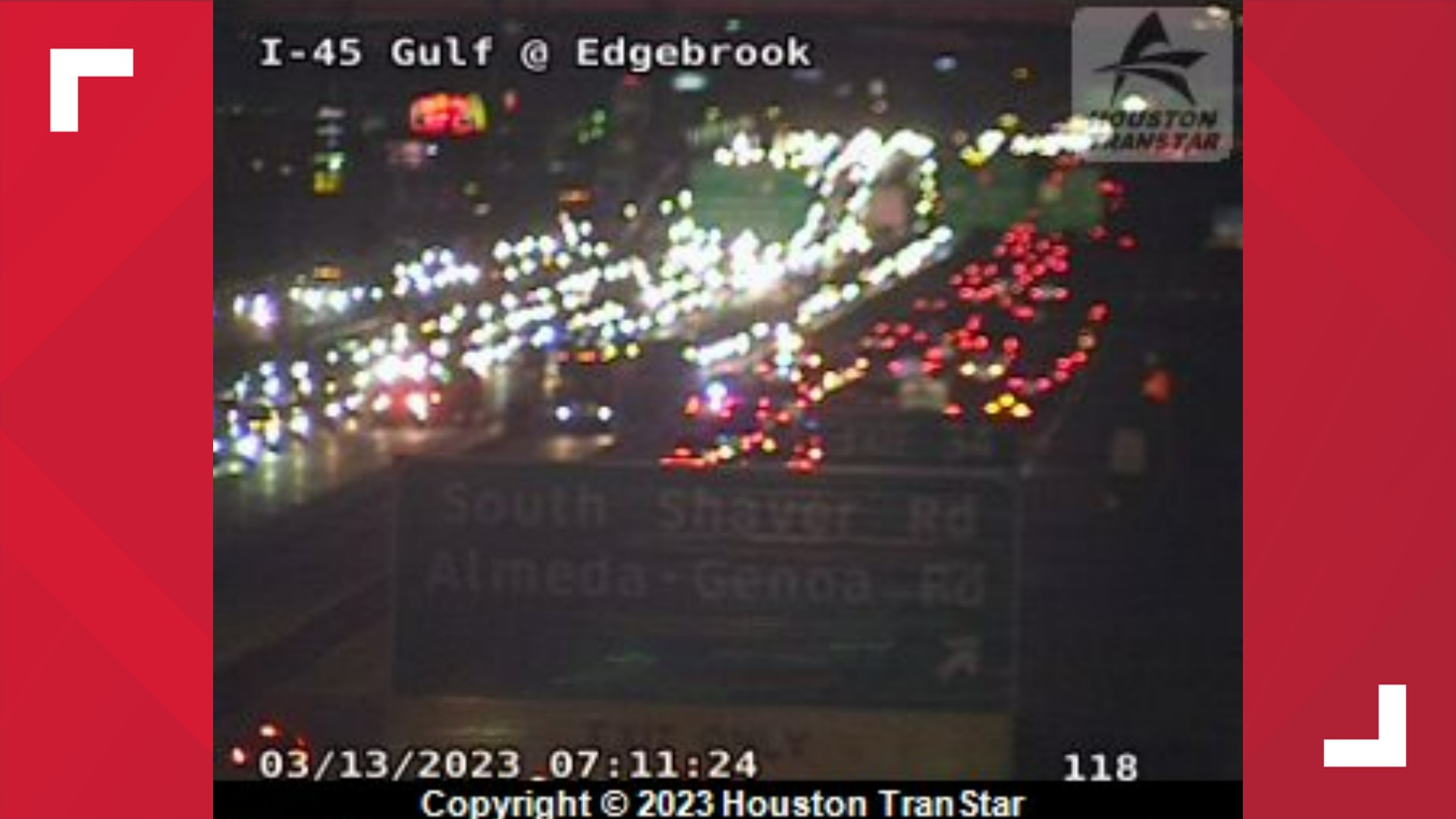 Gulf Freeway HOV lane closed due to crash | Houston traffic | khou.com