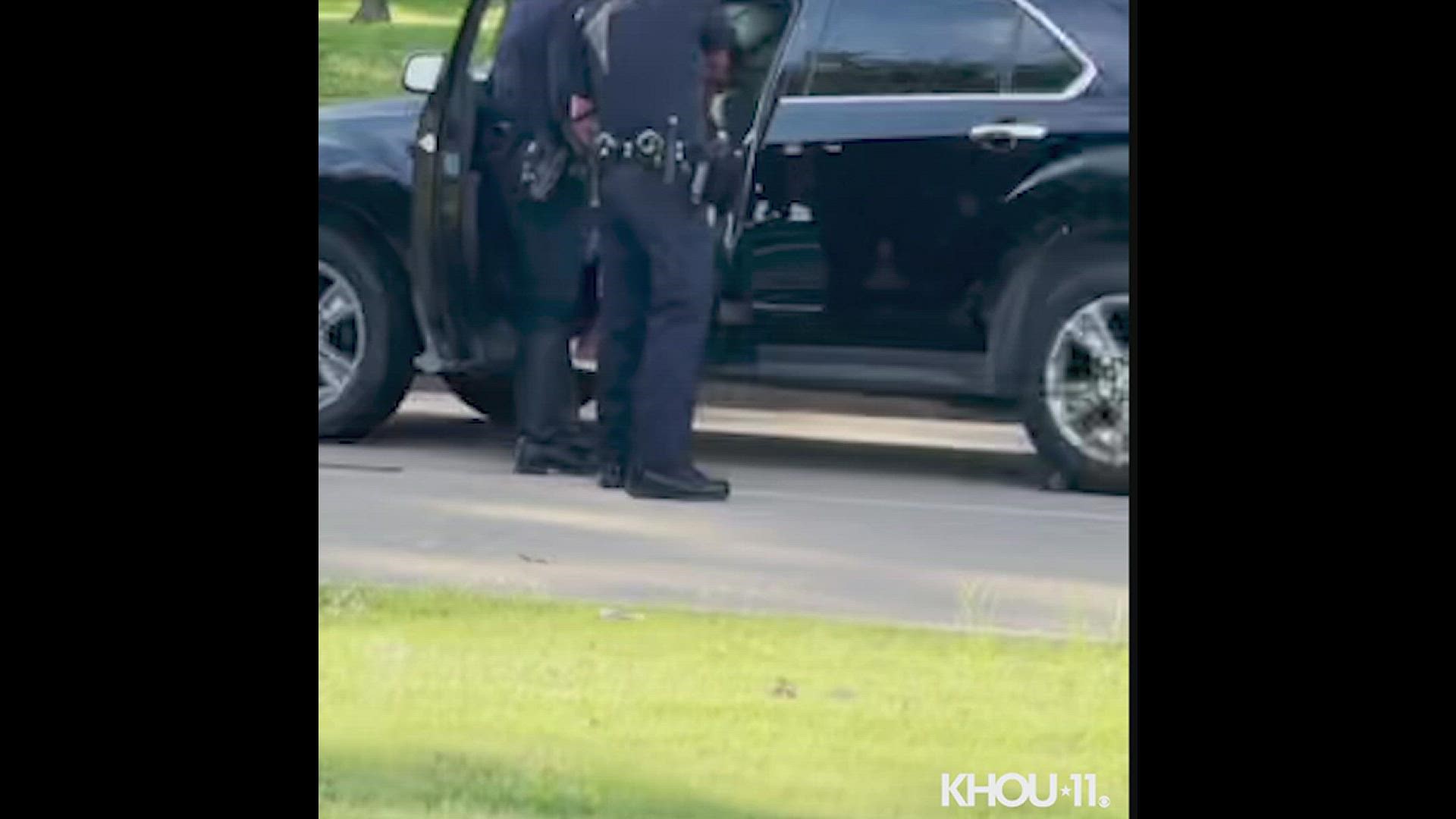 Video shows the Wednesday morning arrest of Johneisha Lewis in Pearland.