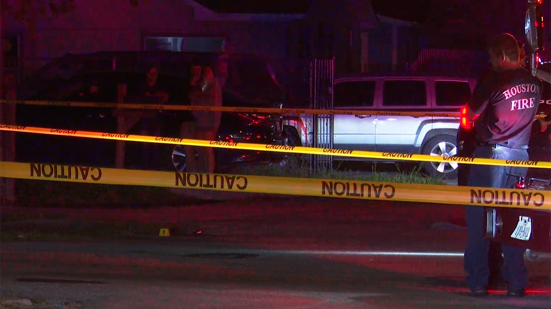 Houston police say a woman is dead and is among four people who were shot along Love Street in Houston's Fifth Ward Wednesday night.
