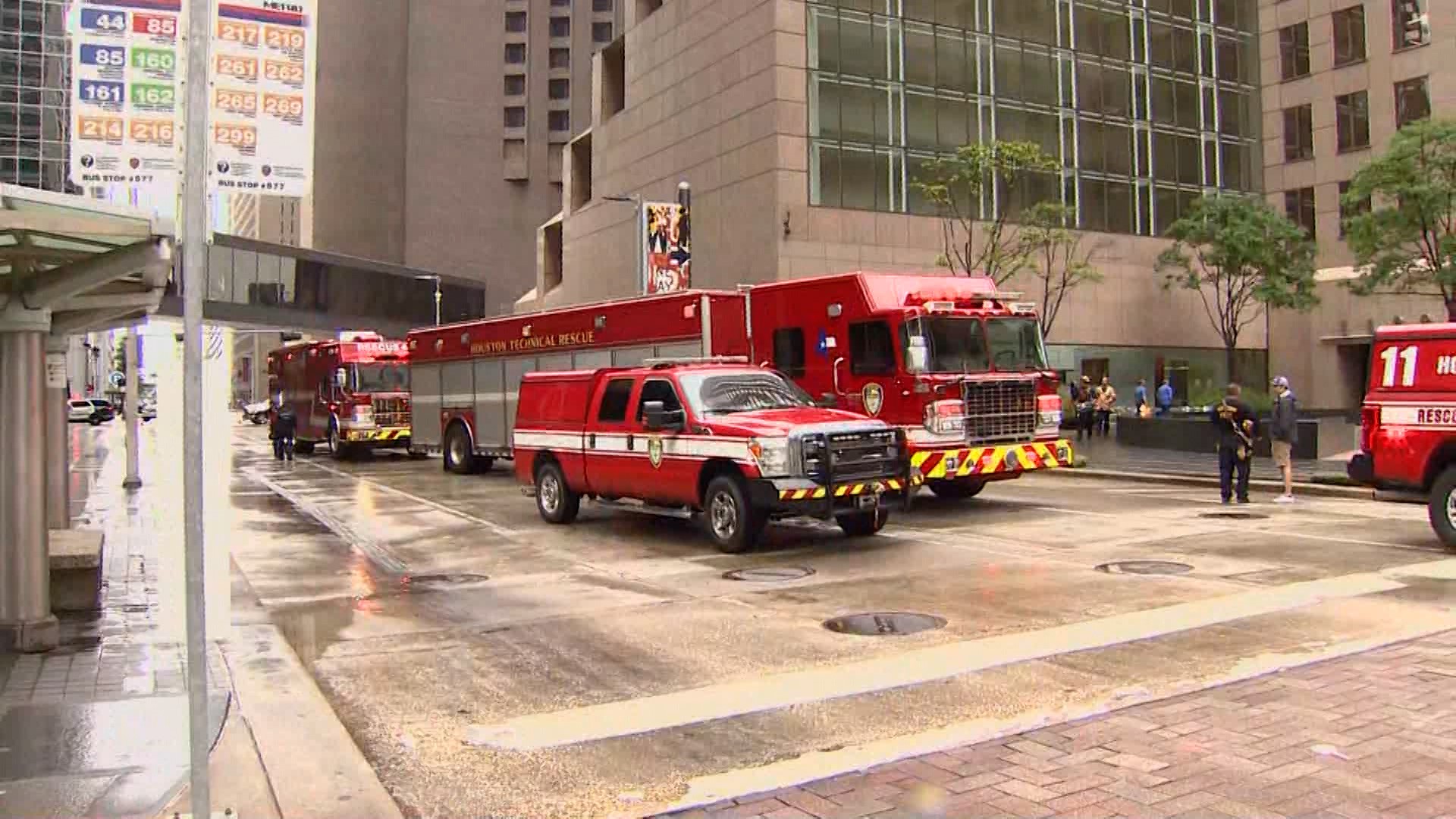 They were stuck on the 40th floor of the building at 1100 Louisiana, according to HFD.