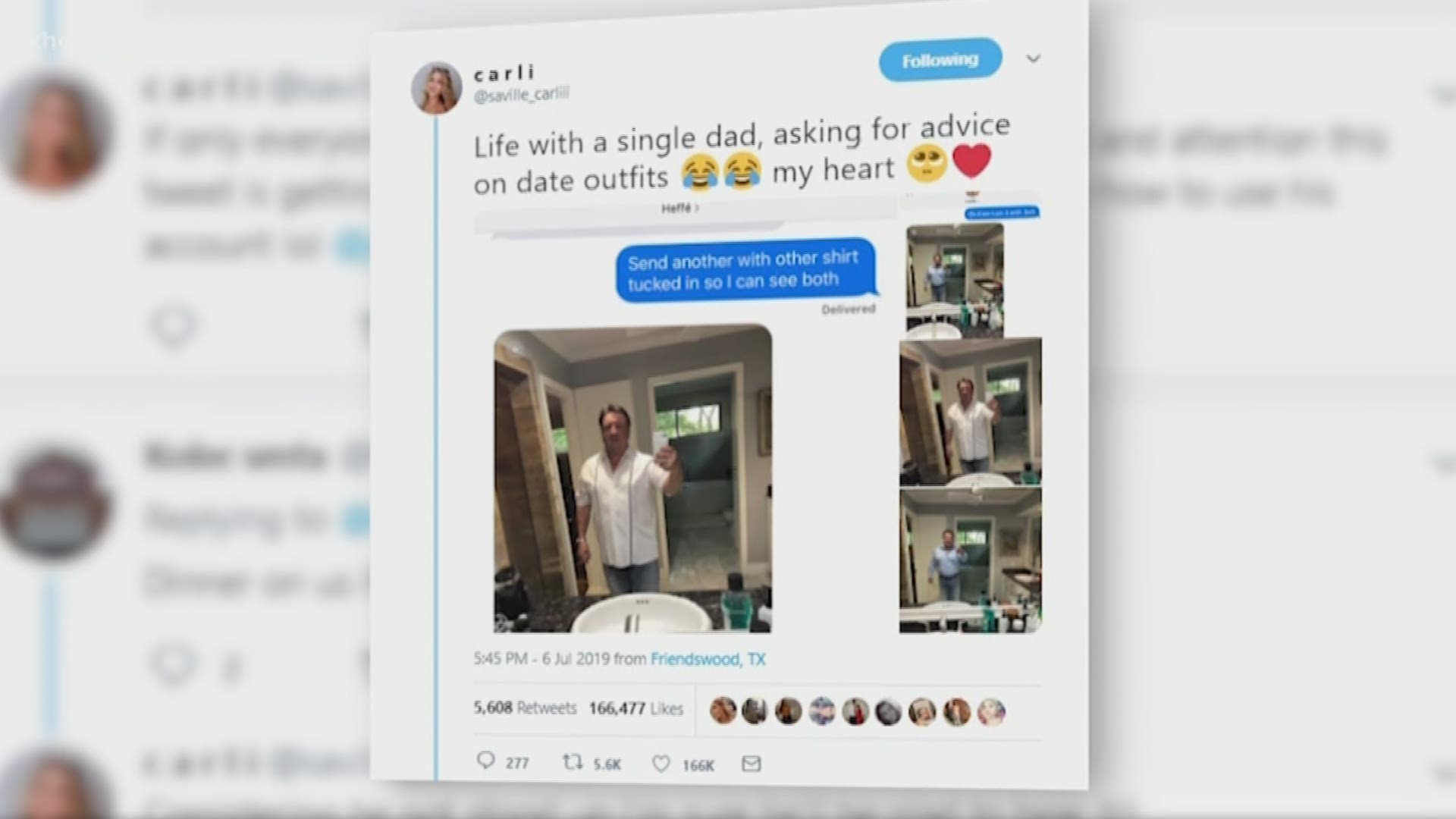 A Friendswood father texted his daughter outfit options for a date. The daughter posted their text thread on Twitter and now the dad is viral with his own hastag, #TwitterDad.