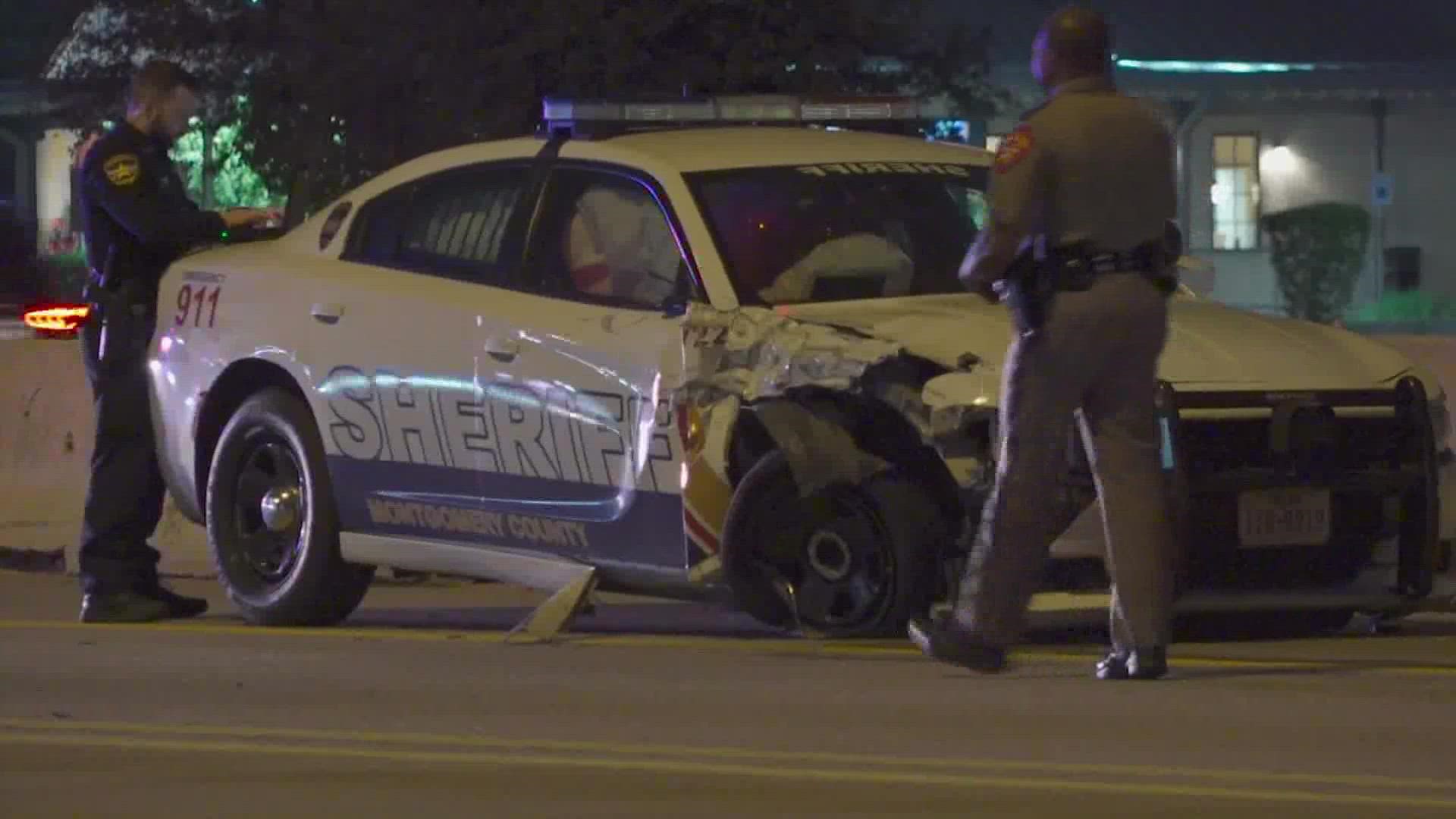 Authorities say the chase travelled from Waller to Montgomery County, damaging at least five law enforcement vehicles in between.