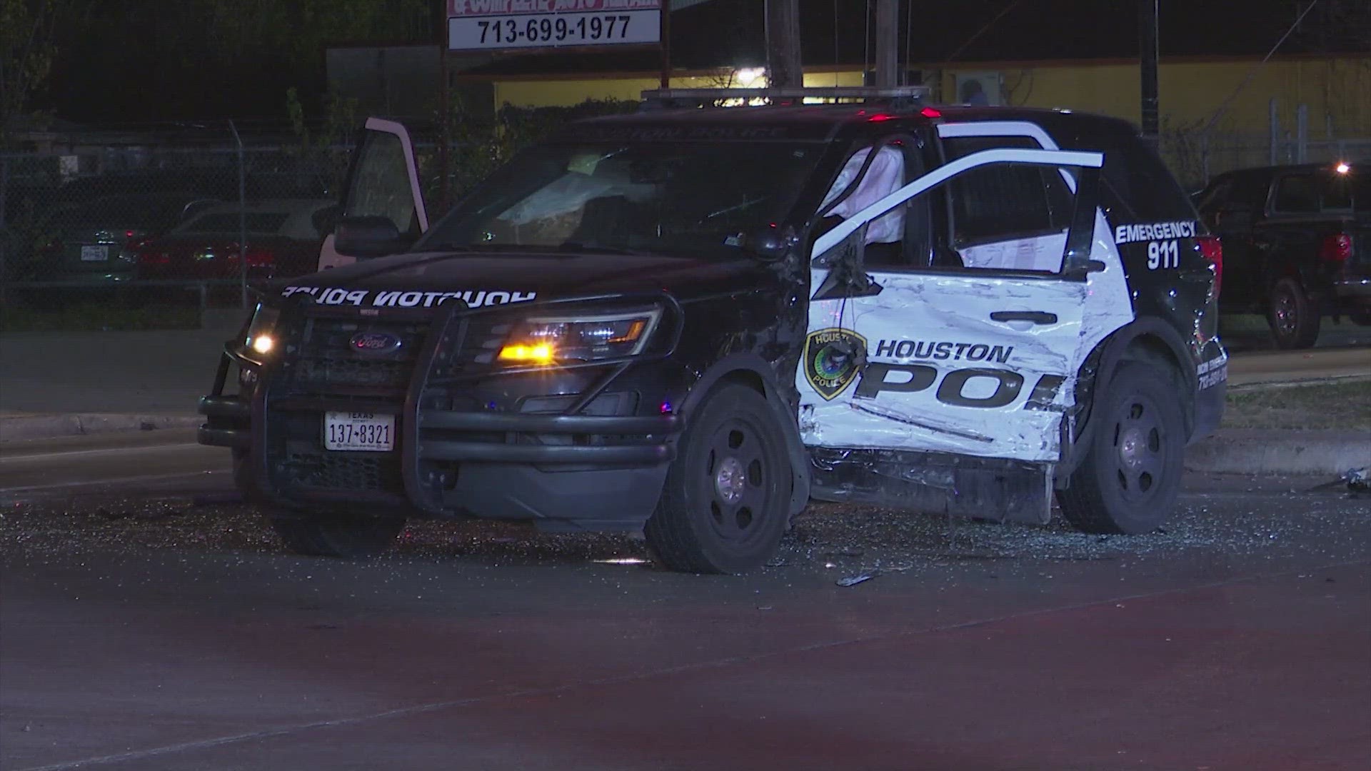 Houston police said at least one officer was injured Thursday night at the end of a chase.