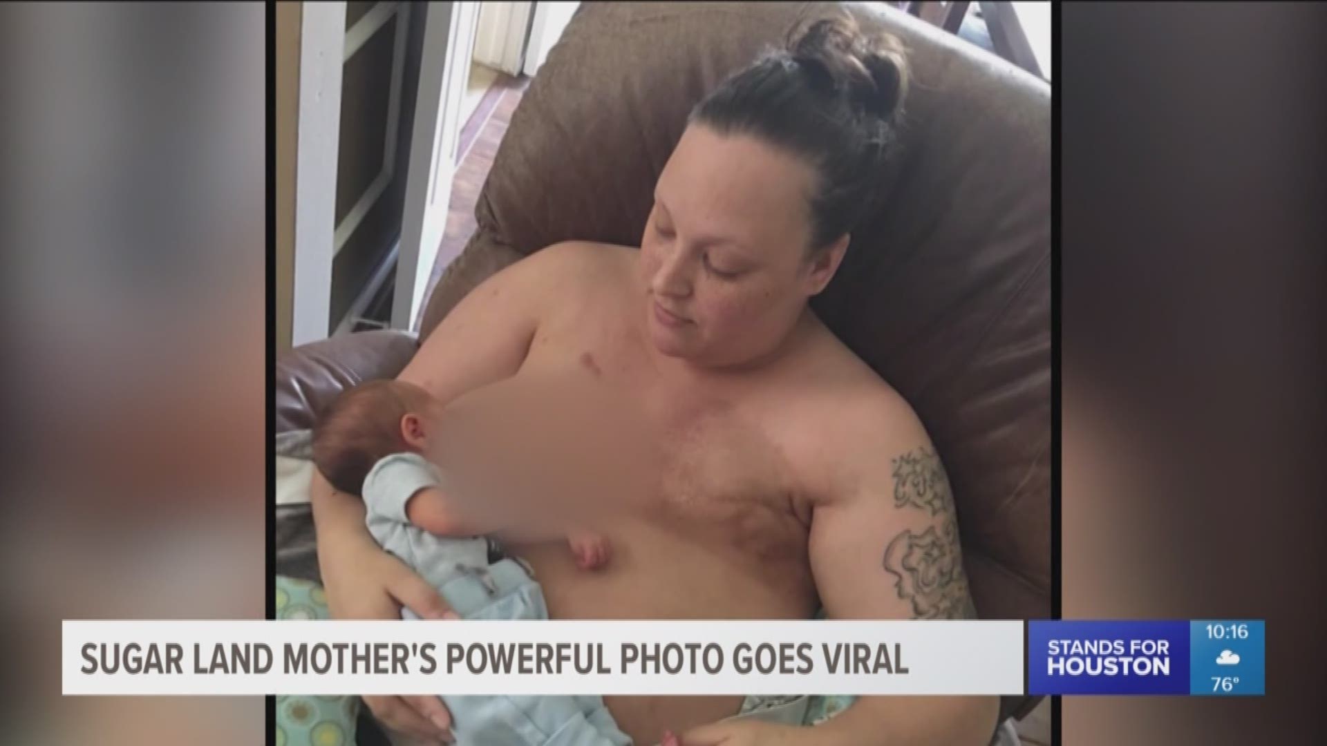 A mother shares a photo of her breastfeeding her baby via Facebook. The photo is powerful because it shows a woman's fight to live and have a child. 