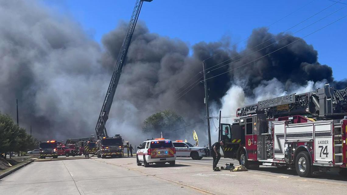 Large fire breaks out at tire business in Spring, Texas | khou.com