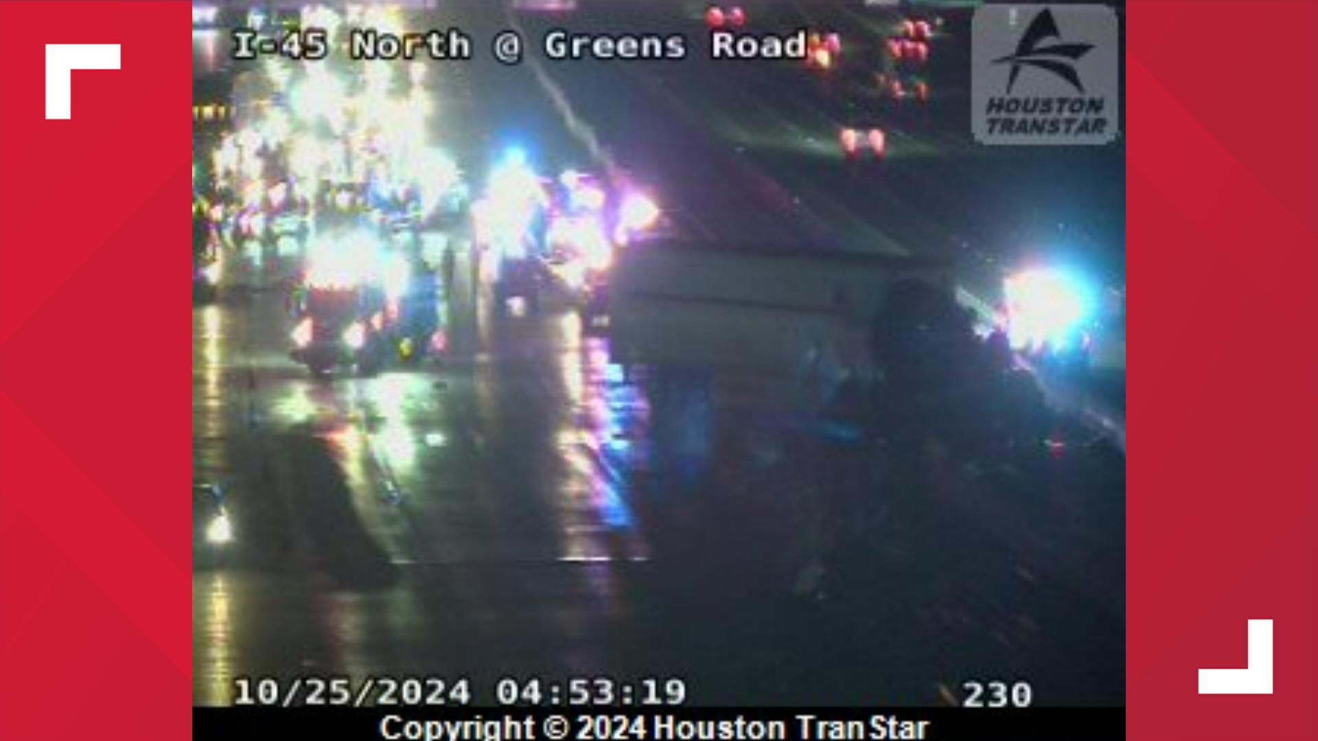 North Freeway shut down near Beltway 8 due to major crash | khou.com