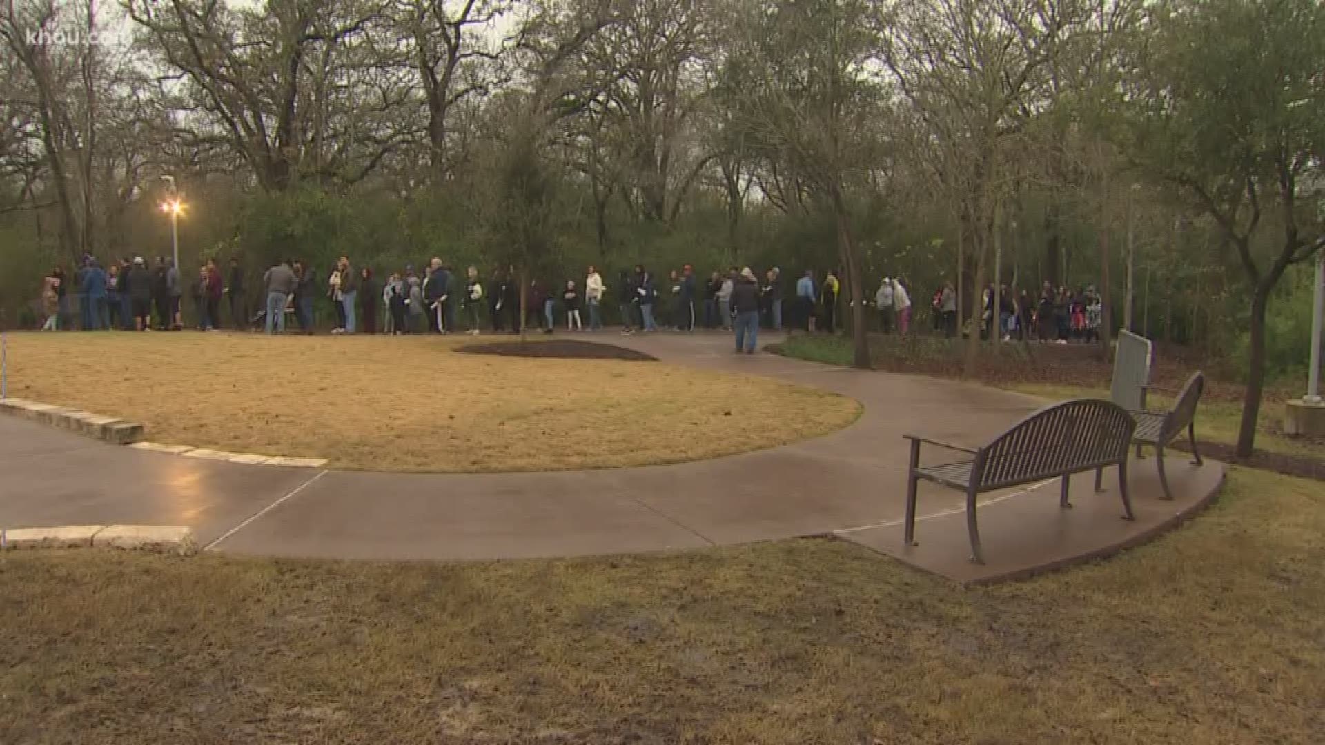 There was a line of people waiting to visit the grave site of President George H.W. Bush on Saturday. It was the first day it was open to the public.