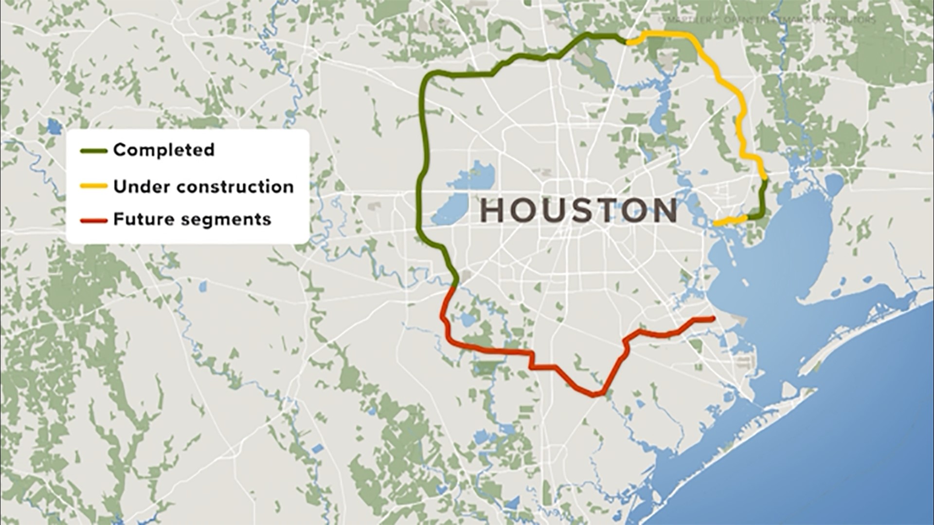 The newest segment runs from the Eastex Freeway in New Caney to Highway 146 in Baytown.