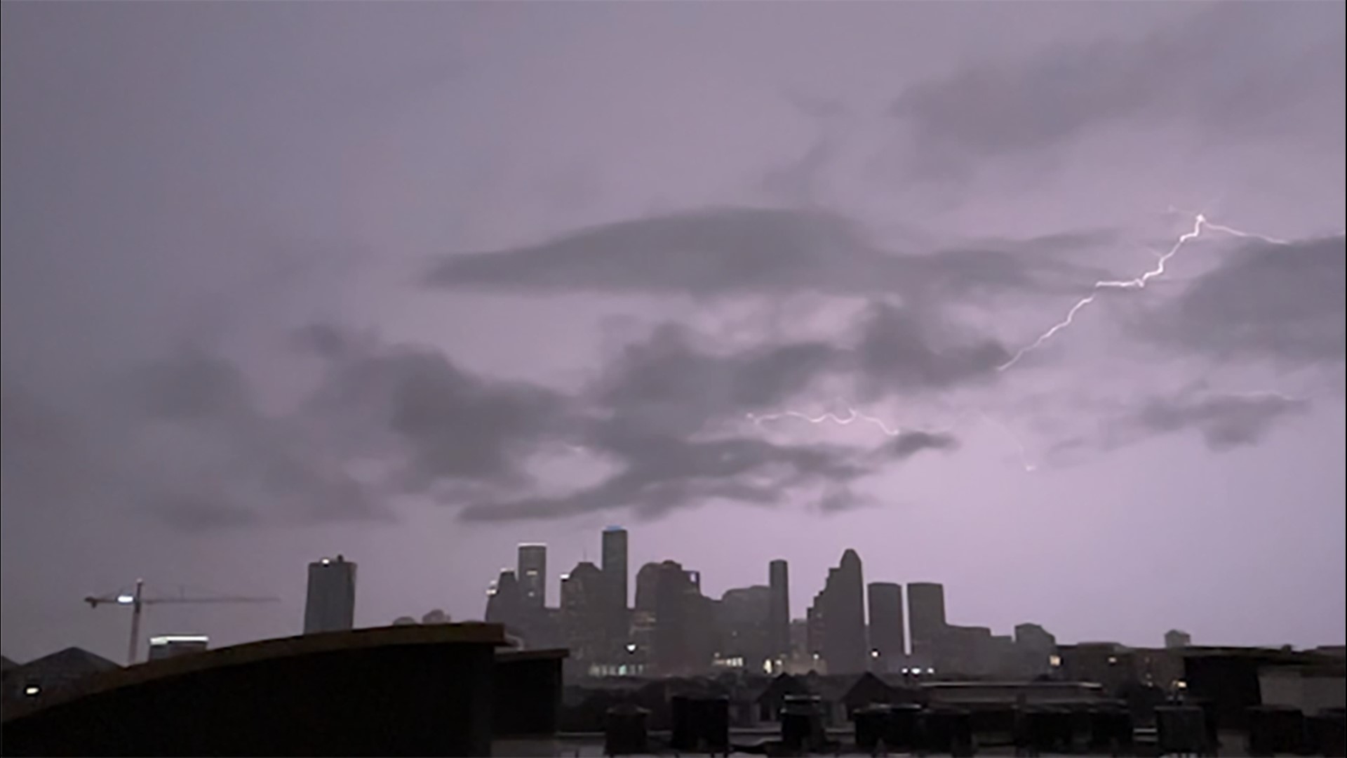 A bolt of lightning lit up the night sky in Houston on Wednesday, Aug. 10, 2022.