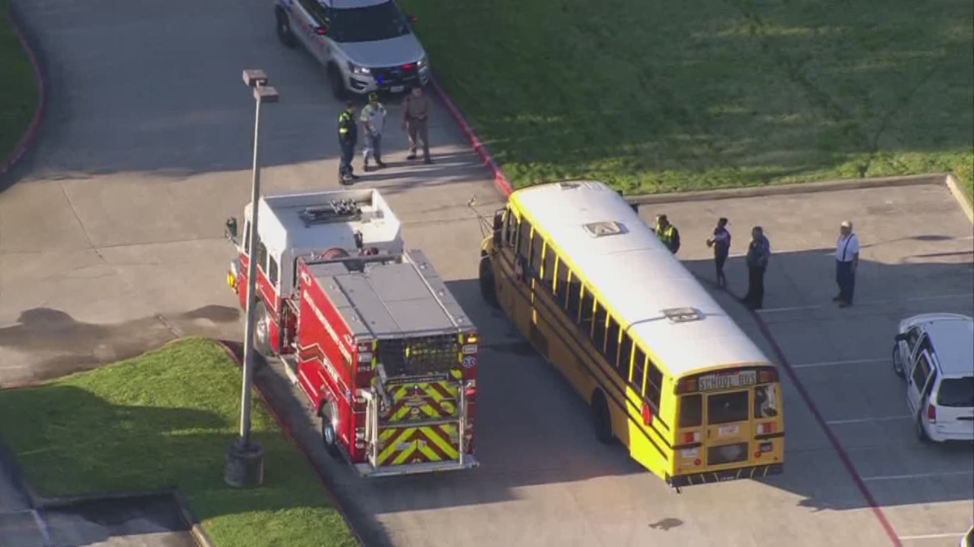 A Conroe ISD school bus packed with 58 kids was involved in an incident with another vehicle early Friday, district officials say.