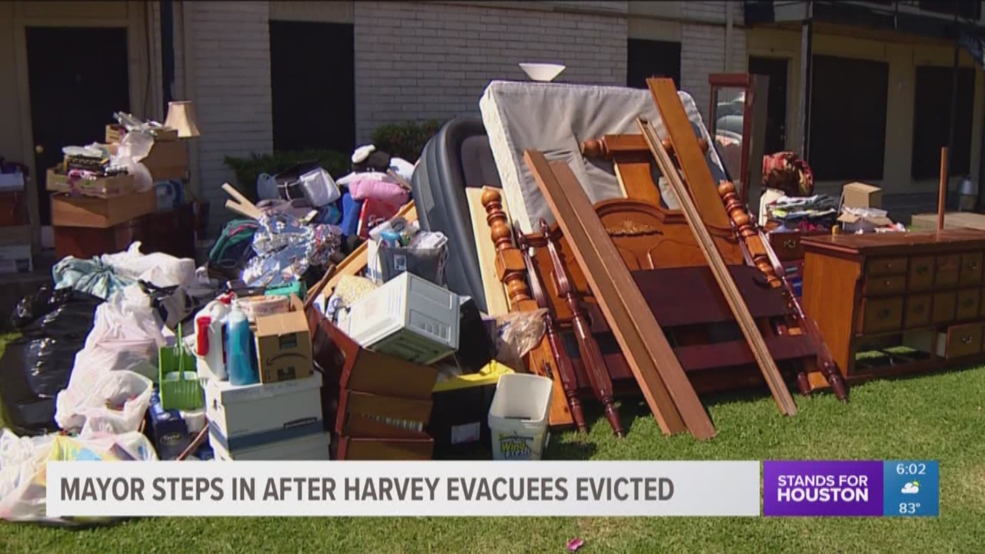 Dozens of Hurricane Harvey evacuees were evicted from apartments Wednesday where they were given temporary housing after the flood, however, just before 5 p.m. word came from Houston Mayor Sylvester Turner's office, telling residents to stay.