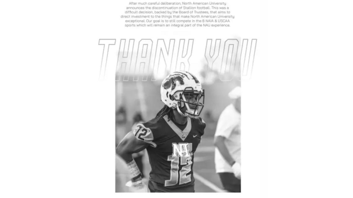 North American University shuts down football program