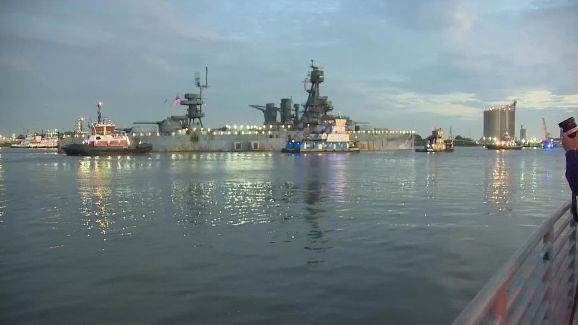 Battleship Texas will spend at least the next year in Galveston undergoing $35 million repairs to its hull.