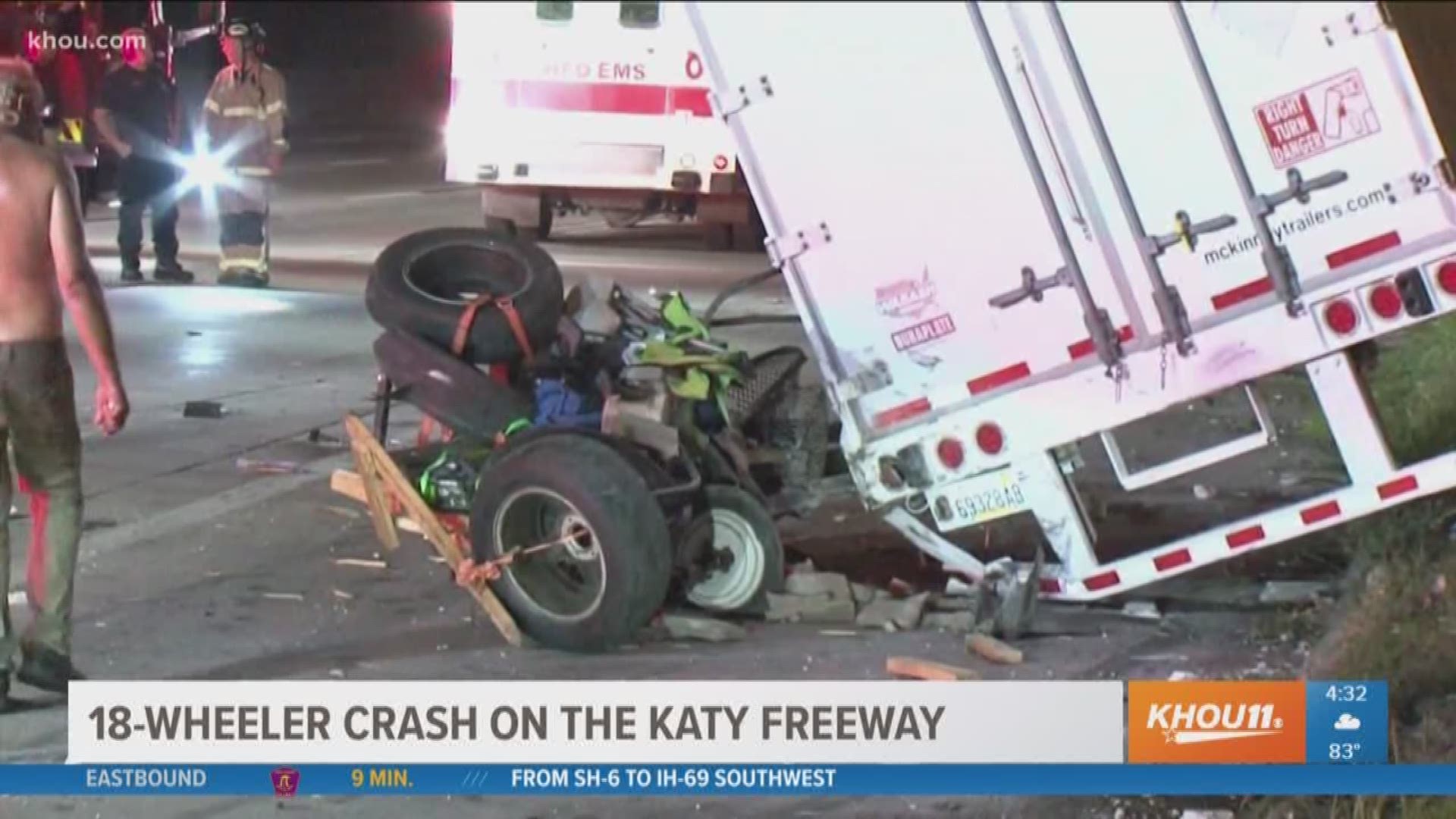 The latest on a crash that happened late Monday night on the Katy Freeway near Washington Avenue.