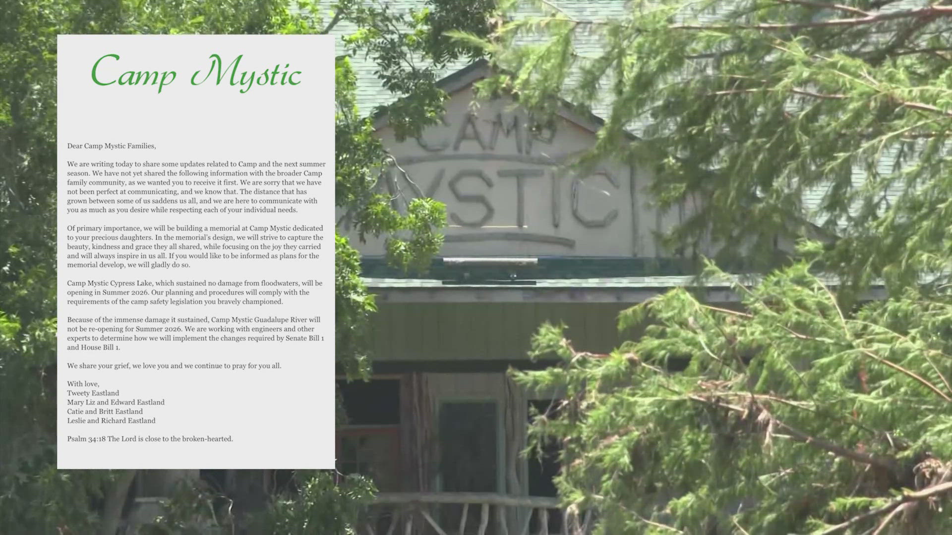 Camp Mystic announces plans to reopen next summer in letter sent to families