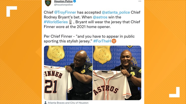 Houston Police on X: Baseball's back and a bet is a bet! Chief