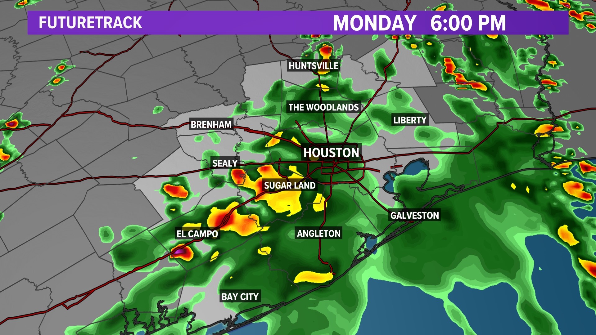 Houston, Texas weather Rain, thunderstorms expected area